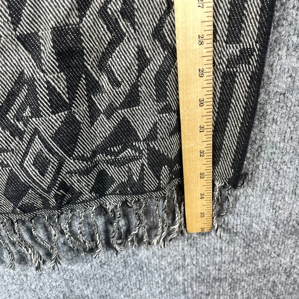 VTG Saks Fifth Avenue Scarf Unisex One Size Black Geometric Abstract Wool Italy